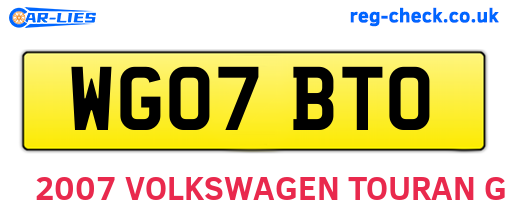 WG07BTO are the vehicle registration plates.