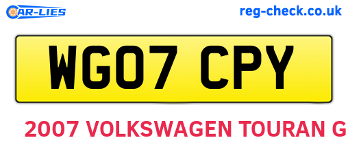 WG07CPY are the vehicle registration plates.