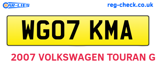 WG07KMA are the vehicle registration plates.