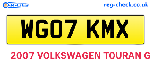 WG07KMX are the vehicle registration plates.