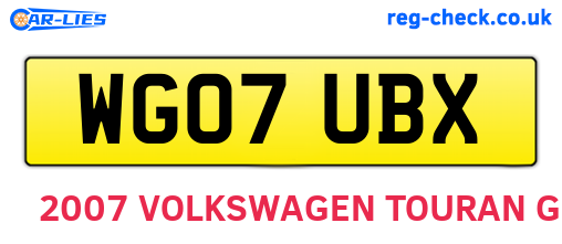 WG07UBX are the vehicle registration plates.