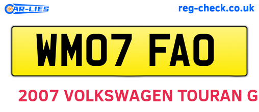 WM07FAO are the vehicle registration plates.