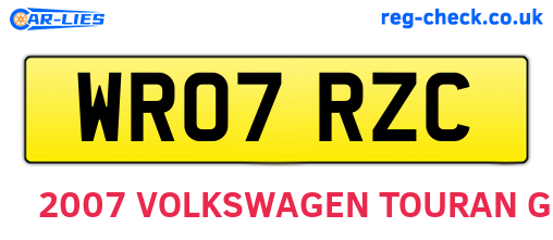 WR07RZC are the vehicle registration plates.