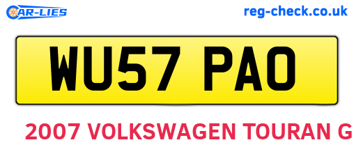 WU57PAO are the vehicle registration plates.
