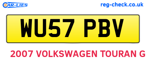 WU57PBV are the vehicle registration plates.