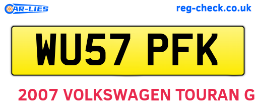 WU57PFK are the vehicle registration plates.