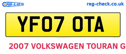 YF07OTA are the vehicle registration plates.
