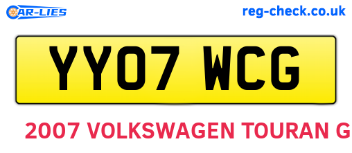 YY07WCG are the vehicle registration plates.