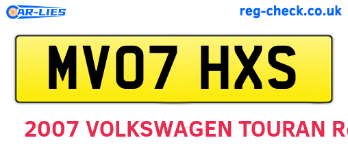 MV07HXS are the vehicle registration plates.