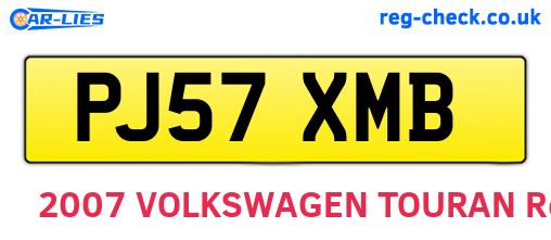 PJ57XMB are the vehicle registration plates.
