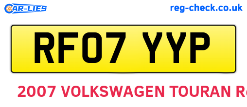 RF07YYP are the vehicle registration plates.