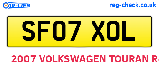 SF07XOL are the vehicle registration plates.