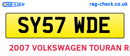 SY57WDE are the vehicle registration plates.