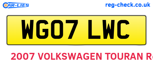 WG07LWC are the vehicle registration plates.
