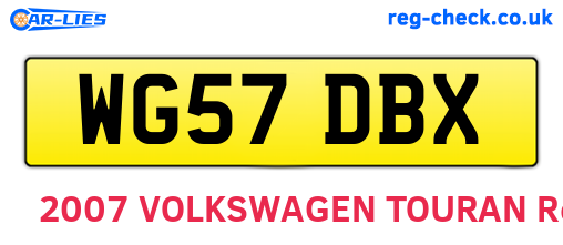 WG57DBX are the vehicle registration plates.