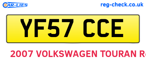 YF57CCE are the vehicle registration plates.
