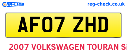 AF07ZHD are the vehicle registration plates.