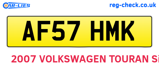 AF57HMK are the vehicle registration plates.