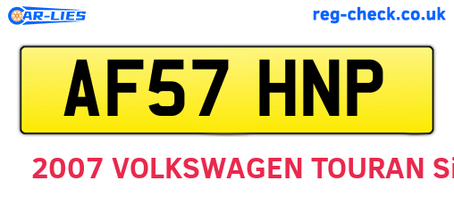 AF57HNP are the vehicle registration plates.