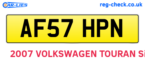 AF57HPN are the vehicle registration plates.