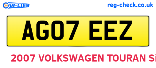 AG07EEZ are the vehicle registration plates.