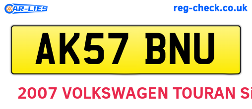AK57BNU are the vehicle registration plates.