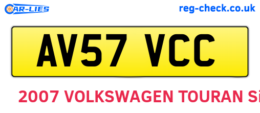 AV57VCC are the vehicle registration plates.