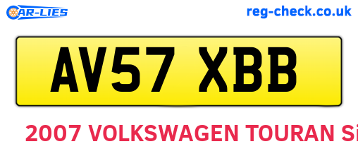 AV57XBB are the vehicle registration plates.