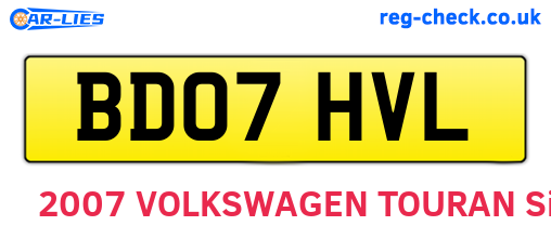 BD07HVL are the vehicle registration plates.