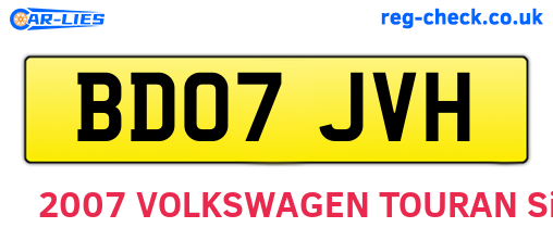 BD07JVH are the vehicle registration plates.