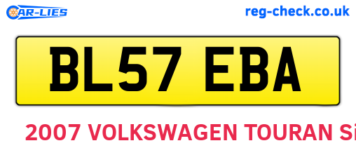 BL57EBA are the vehicle registration plates.