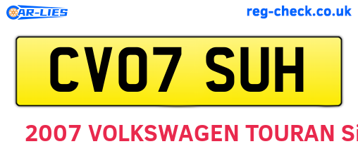 CV07SUH are the vehicle registration plates.
