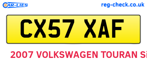 CX57XAF are the vehicle registration plates.