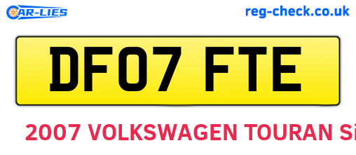 DF07FTE are the vehicle registration plates.