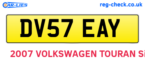 DV57EAY are the vehicle registration plates.