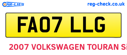 FA07LLG are the vehicle registration plates.