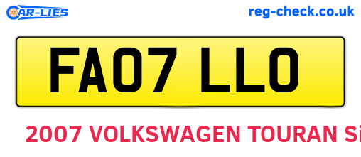 FA07LLO are the vehicle registration plates.