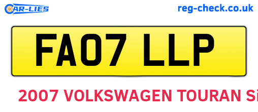 FA07LLP are the vehicle registration plates.