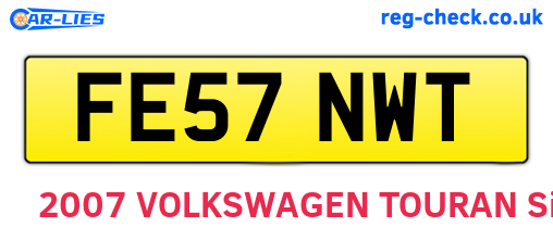 FE57NWT are the vehicle registration plates.