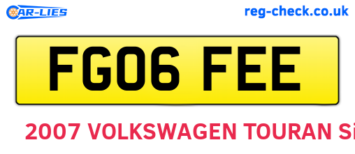 FG06FEE are the vehicle registration plates.