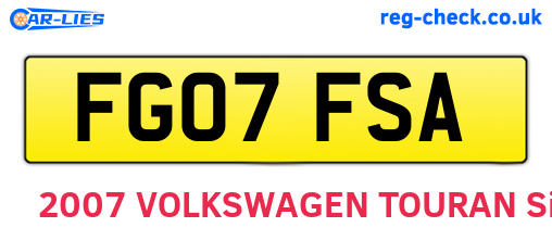 FG07FSA are the vehicle registration plates.