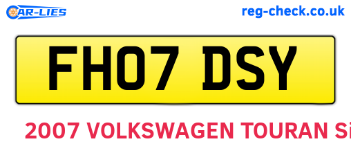 FH07DSY are the vehicle registration plates.