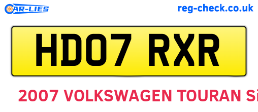 HD07RXR are the vehicle registration plates.