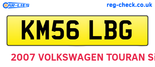 KM56LBG are the vehicle registration plates.