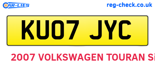 KU07JYC are the vehicle registration plates.