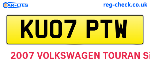 KU07PTW are the vehicle registration plates.
