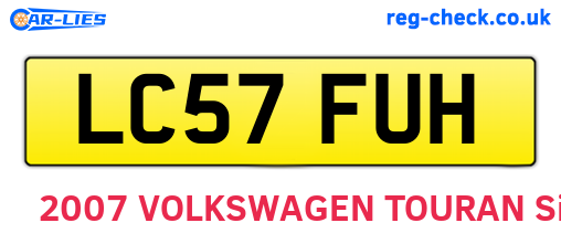 LC57FUH are the vehicle registration plates.