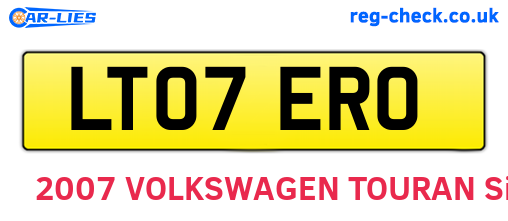 LT07ERO are the vehicle registration plates.