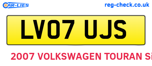LV07UJS are the vehicle registration plates.