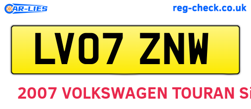 LV07ZNW are the vehicle registration plates.